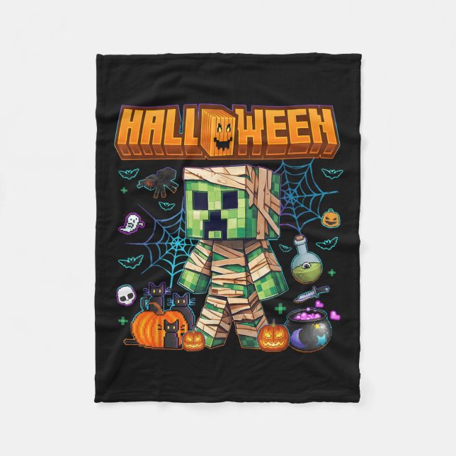 Funny Halloween Video Game Pumpkin Gaming Men Boys Fleece Blanket (Front)