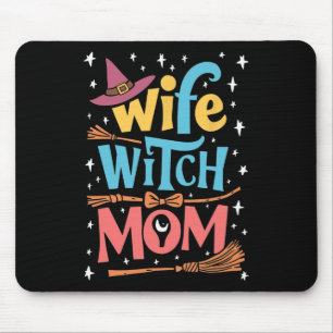 Funny Halloween Wife Witch Mum Mouse Mat