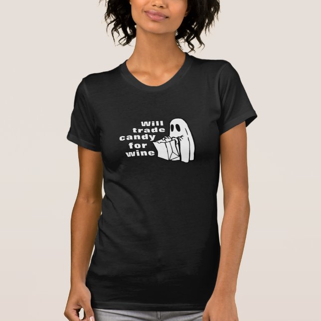 Funny Halloween | Will Trade Candy For Wine T-Shirt (Front)