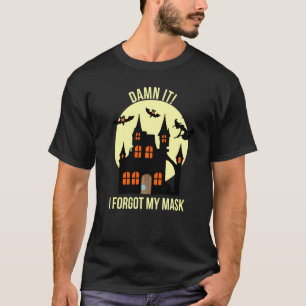 Funny Halloween Witch Bats Mask Haunted Spooky Cos T-Shirt