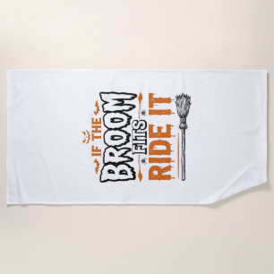 Funny Halloween Witch Broom Vintage Shirt Design_1 Beach Towel
