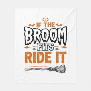 Funny Halloween Witch Broom Vintage Shirt Design_1 Fleece Blanket