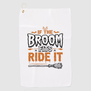 Funny Halloween Witch Broom Vintage Shirt Design_1 Golf Towel