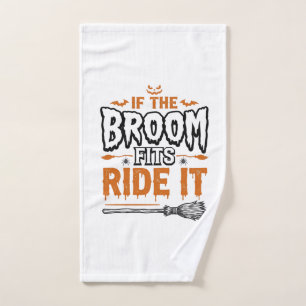 Funny Halloween Witch Broom Vintage Shirt Design_1 Hand Towel