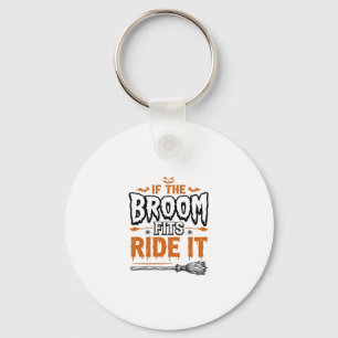 Funny Halloween Witch Broom Vintage Shirt Design_1 Key Ring