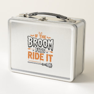 Funny Halloween Witch Broom Vintage Shirt Design_1 Metal Lunch Box