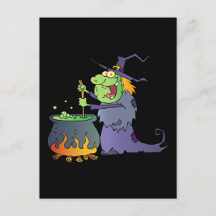 Funny Halloween witch cartoon Postcard