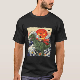 Funny Halloween Witch Cat Riding Dinosaur T-rex Uk T-Shirt