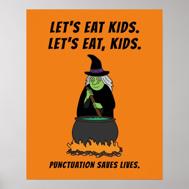 Funny Halloween Witch Cool English Teacher Grammar Poster (Front)