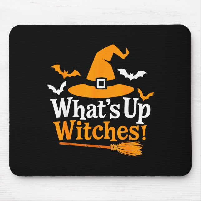 Funny Halloween Witch Costume What's Up Witches  Mouse Mat (Front)