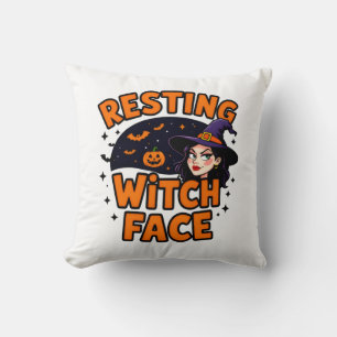 Funny Halloween Witch Design – "Resting Witch Face Cushion