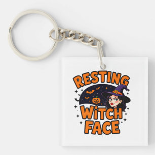 Funny Halloween Witch Design – "Resting Witch Face Key Ring