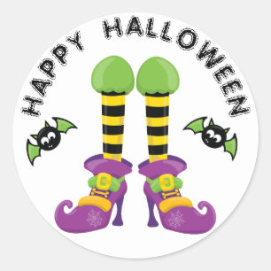 Funny Halloween Witch Feet Classic Round Sticker