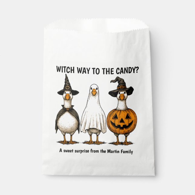 Funny Halloween Witch Goose Favour Bags (Front)