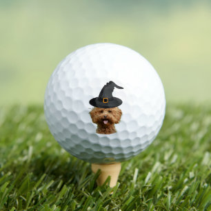 Funny Halloween Witch Hat Custom Your Dog Photo Golf Balls