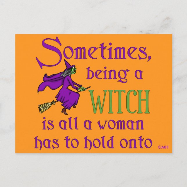 Funny Halloween Witch Holiday Postcard (Front)