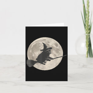 Funny Halloween Witch Pug Moon Trick Or Treat Soky Card