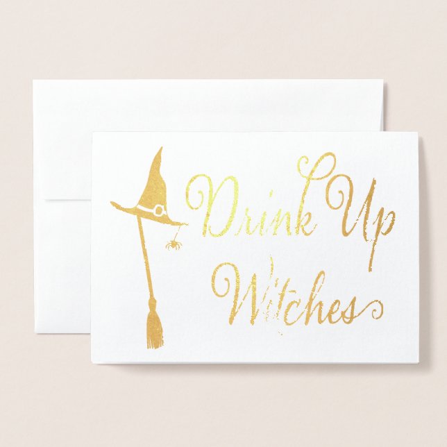 Funny Halloween Witch Real Foil Foil Card (Front With Envelope)