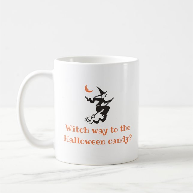 Funny Halloween Witch Way Coffee Mug (Left)