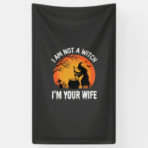 Funny Halloween Witch Wife Cauldron Design Banner