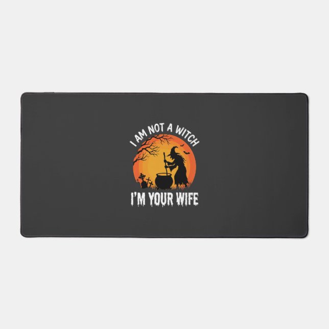 Funny Halloween Witch Wife Cauldron Design Desk Mat (Front)