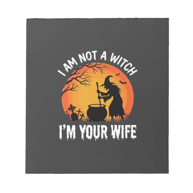 Funny Halloween Witch Wife Cauldron Design Notepad (Front)