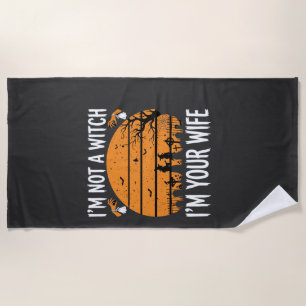 Funny Halloween Witch Wife Graveyard Design Beach Towel
