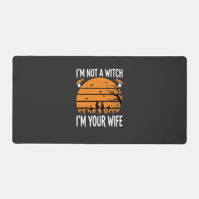 Funny Halloween Witch Wife Graveyard Design Desk Mat (Front)