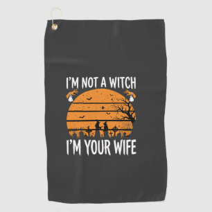Funny Halloween Witch Wife Graveyard Design Golf Towel