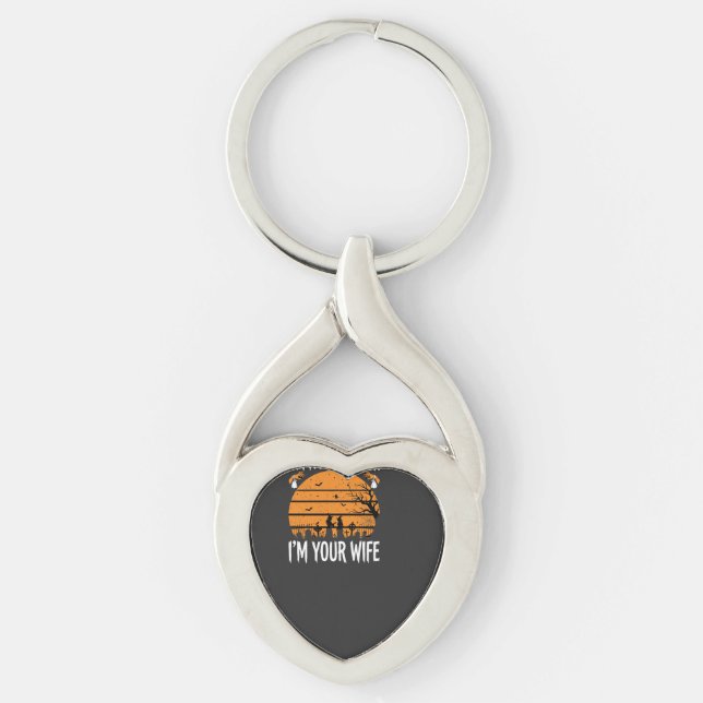 Funny Halloween Witch Wife Graveyard Design Key Ring (Front)