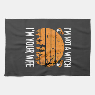 Funny Halloween Witch Wife Graveyard Design Tea Towel