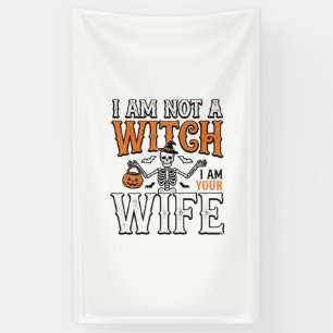 Funny Halloween Witch Wife Skeleton Vintage Shirt Banner