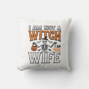 Funny Halloween Witch Wife Skeleton Vintage Shirt Cushion