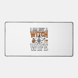 Funny Halloween Witch Wife Skeleton Vintage Shirt Desk Mat