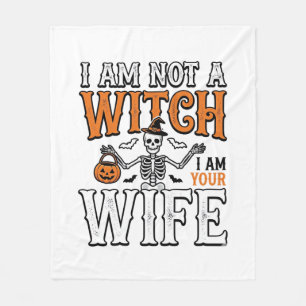 Funny Halloween Witch Wife Skeleton Vintage Shirt Fleece Blanket