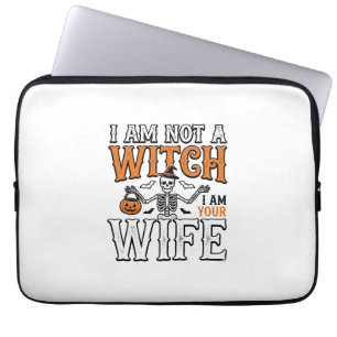 Funny Halloween Witch Wife Skeleton Vintage Shirt Laptop Sleeve