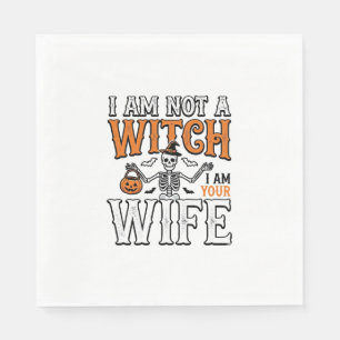 Funny Halloween Witch Wife Skeleton Vintage Shirt Napkin