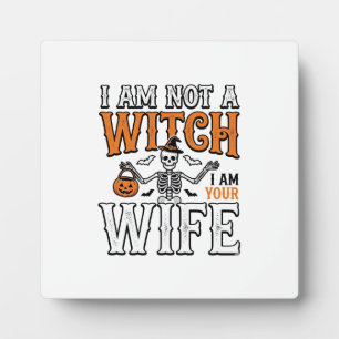 Funny Halloween Witch Wife Skeleton Vintage Shirt Plaque