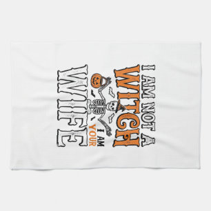 Funny Halloween Witch Wife Skeleton Vintage Shirt Tea Towel