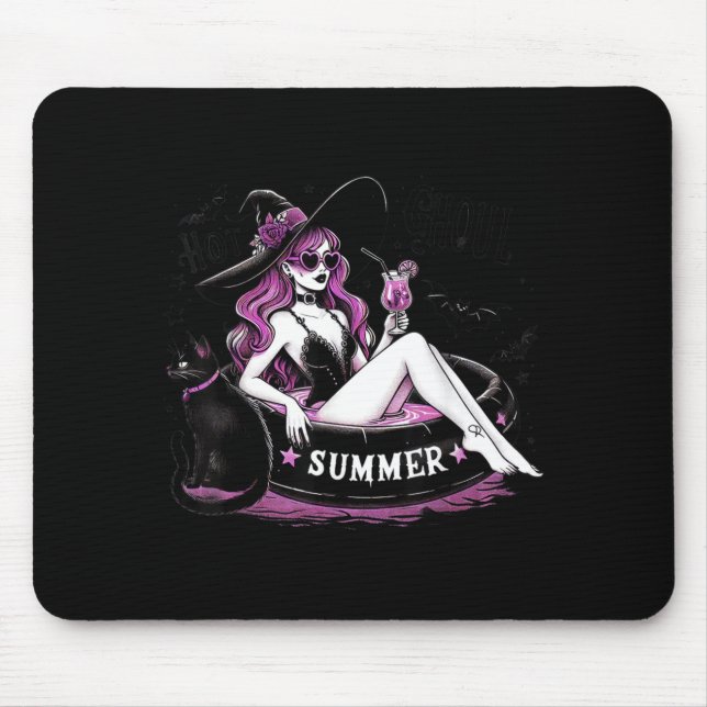 Funny Halloween Witch Witchy Cat Womens Mouse Mat (Front)
