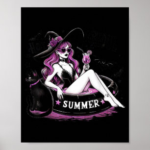 Funny Halloween Witch Witchy Cat Womens Poster