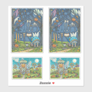 FUNNY HALLOWEEN WITCHES AND BLACK CATS STICKERS