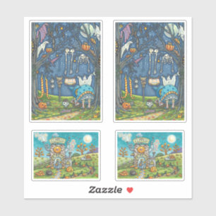 FUNNY HALLOWEEN WITCHES AND BLACK CATS STICKERS