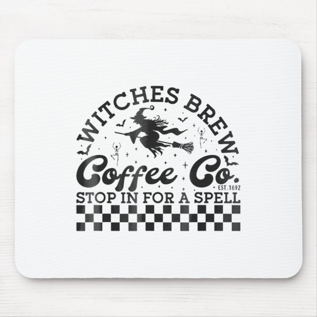 Funny Halloween Witches Brew Coffee Co Stop For A  Mouse Mat (Front)