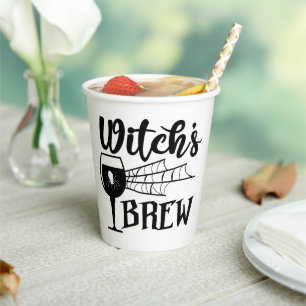 Funny halloween witch's brew beverage paper cups