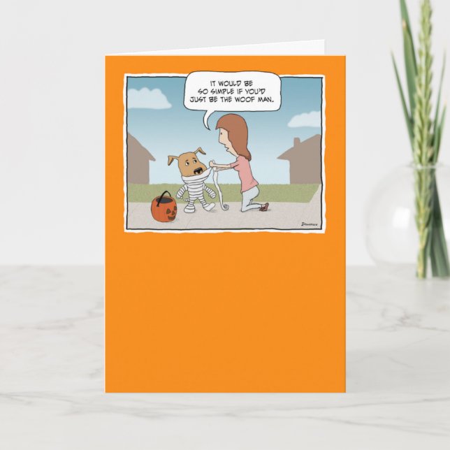 Funny Halloween Woof Man Card (Front)