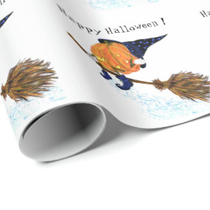 Funny Halloween Wrapping Paper Witch Pumpkin