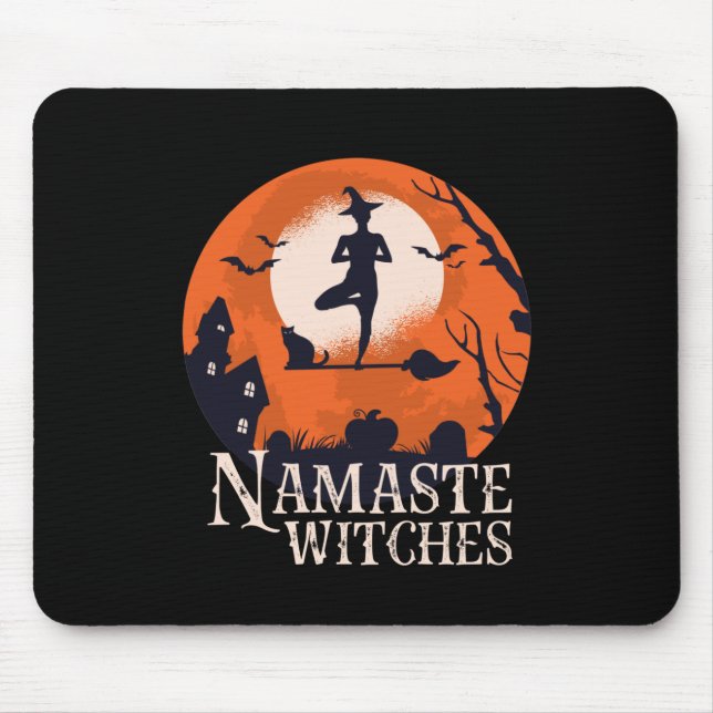 Funny Halloween Yoga Lover Namaste Witches Mouse Mat (Front)