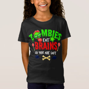 Funny Halloween Zombies Eat Brains You Are Safe T-Shirt