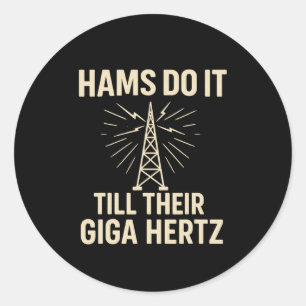 Funny Ham Radio Operator Hams Do It Till Their Gig Classic Round Sticker